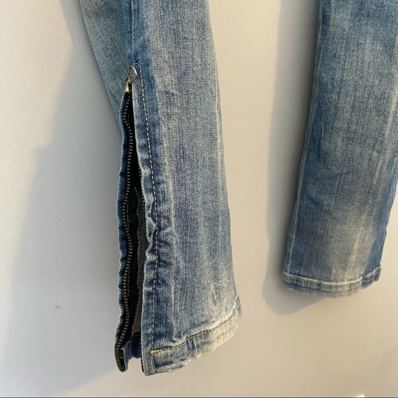 Zara TRF vintage women’s Y2K distressed 4 button zip fly patchwork jeans size 10 - Picture 11 of 16